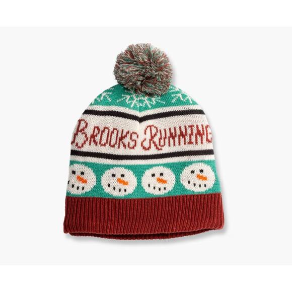 New ~ BROOKS RUNNING ~ Run Merry Pom Beanie - Picture 1 of 5